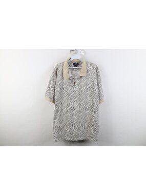 Vintage 90s Givenchy Mens XL Faded Abstract Geometric Collared Golf Polo Shirt